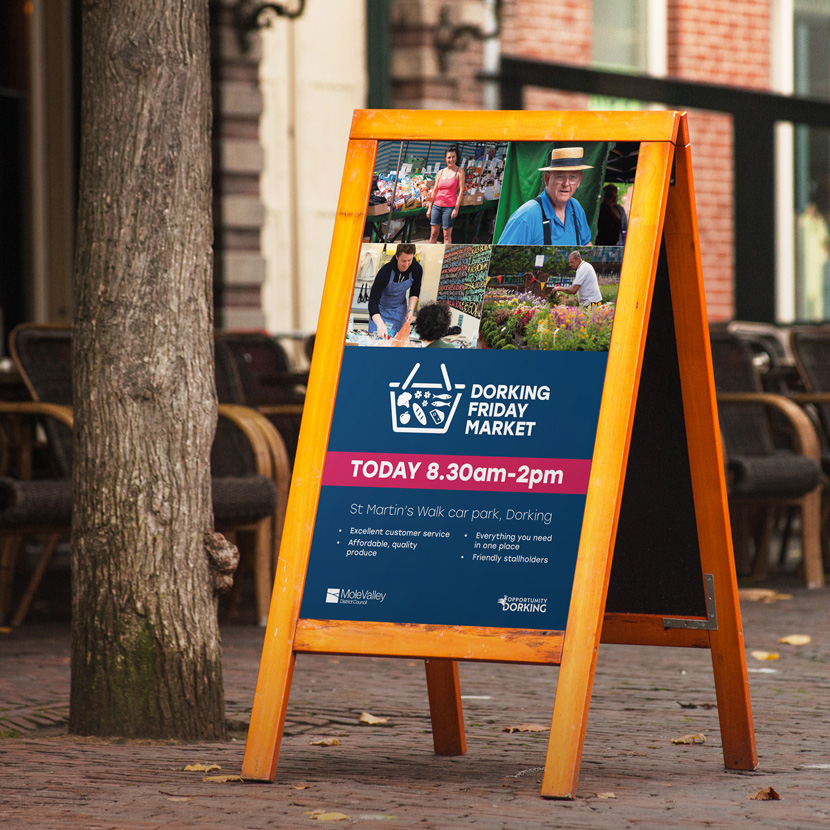 A frame board - Dorking Friday Market campaign